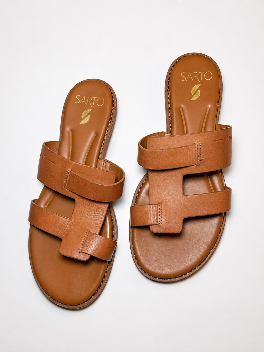 Franco Sarto A-Gretta Leather Sandals Women’s Size 7.5M Cognac Brown - Picture 2 of 15